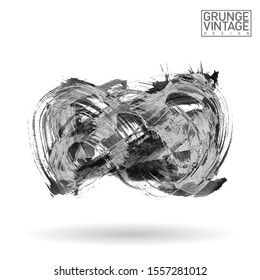 Grey brush stroke and texture. Grunge vector abstract hand - painted element. Underline and border design.