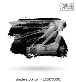 Grey brush stroke and texture. Grunge vector abstract hand - painted element. Underline and border design.