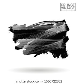 Grey brush stroke and texture. Grunge vector abstract hand - painted element. Underline and border design.
