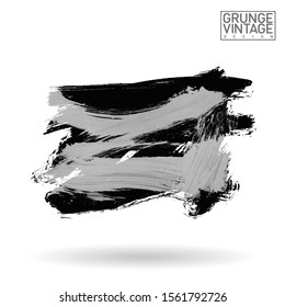 Grey brush stroke and texture. Grunge vector abstract hand - painted element. Underline and border design.