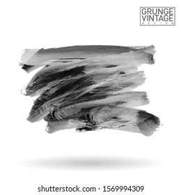Grey brush stroke and texture. Grunge vector abstract hand - painted element. Underline and border design.