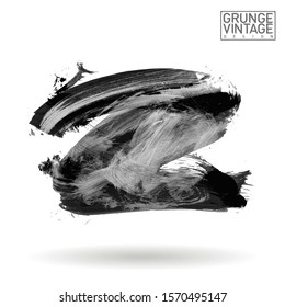 Grey brush stroke and texture. Grunge vector abstract hand - painted element. Underline and border design.