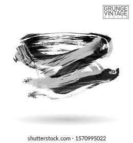Grey brush stroke and texture. Grunge vector abstract hand - painted element. Underline and border design.