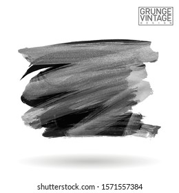 Grey brush stroke and texture. Grunge vector abstract hand - painted element. Underline and border design.