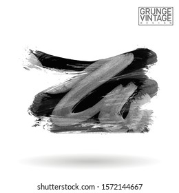 Grey brush stroke and texture. Grunge vector abstract hand - painted element. Underline and border design.