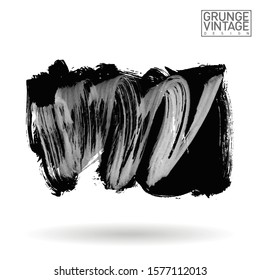 Grey brush stroke and texture. Grunge vector abstract hand - painted element. Underline and border design.