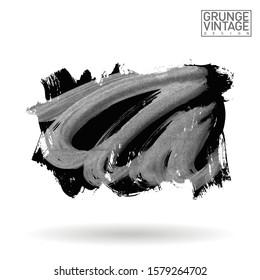 Grey brush stroke and texture. Grunge vector abstract hand - painted element. Underline and border design.