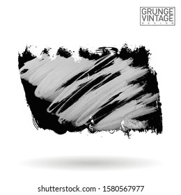 Grey brush stroke and texture. Grunge vector abstract hand - painted element. Underline and border design.