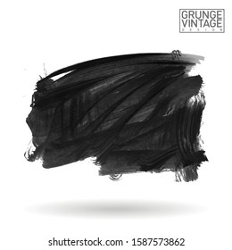 Grey brush stroke and texture. Grunge vector abstract hand - painted element. Underline and border design.