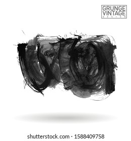 Grey brush stroke and texture. Grunge vector abstract hand - painted element. Underline and border design.