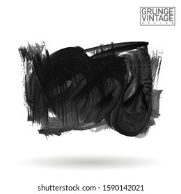 Grey brush stroke and texture. Grunge vector abstract hand - painted element. Underline and border design.