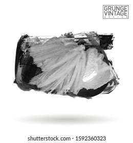 Grey brush stroke and texture. Grunge vector abstract hand - painted element. Underline and border design.