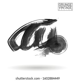 Grey brush stroke and texture. Grunge vector abstract hand - painted element. Underline and border design.