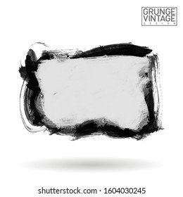Grey brush stroke and texture. Grunge vector abstract hand - painted element. Underline and border design.