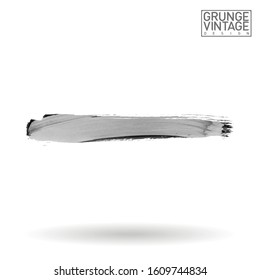 Grey brush stroke and texture. Grunge vector abstract hand - painted element. Underline and border design.