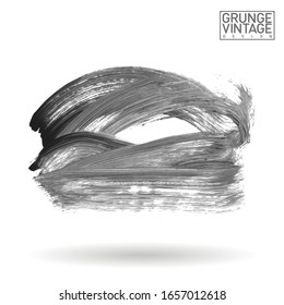 Grey brush stroke and texture. Grunge vector abstract hand - painted element. Underline and border design.