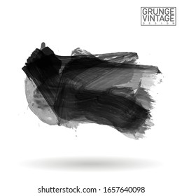 Grey brush stroke and texture. Grunge vector abstract hand - painted element. Underline and border design.