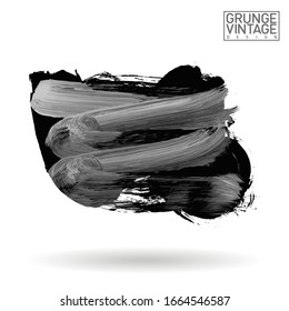 Grey brush stroke and texture. Grunge vector abstract hand - painted element. Underline and border design.