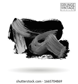 Grey brush stroke and texture. Grunge vector abstract hand - painted element. Underline and border design.