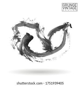 Grey brush stroke and texture. Grunge vector abstract hand - painted element. Underline and border design.