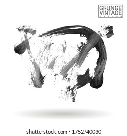 Grey brush stroke and texture. Grunge vector abstract hand - painted element. Underline and border design.