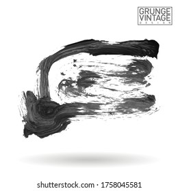 Grey brush stroke and texture. Grunge vector abstract hand - painted element. Underline and border design.