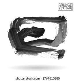 Trazo y textura de pincel gris. Grunge vector abstracto mano - elemento pintado. Diseño de subrayado y borde.