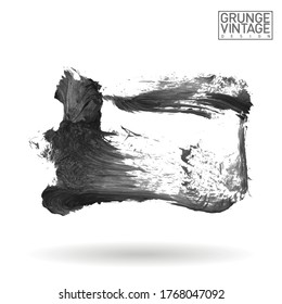 Grey brush stroke and texture. Grunge vector abstract hand - painted element. Underline and border design.