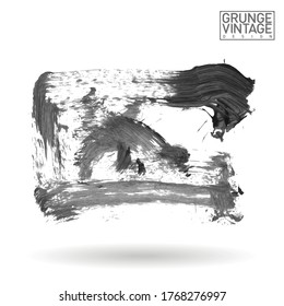 Grey brush stroke and texture. Grunge vector abstract hand - painted element. Underline and border design.