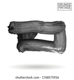 Grey brush stroke and texture. Grunge vector abstract hand - painted element. Underline and border design.