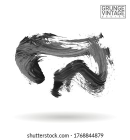 Trazo y textura de pincel gris. Grunge vector abstracto mano - elemento pintado. Diseño de subrayado y borde.