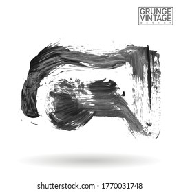 Grey brush stroke and texture. Grunge vector abstract hand - painted element. Underline and border design.