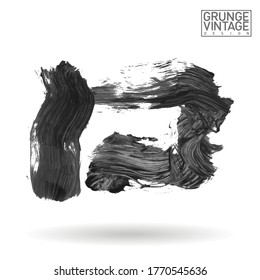 Grey brush stroke and texture. Grunge vector abstract hand - painted element. Underline and border design.