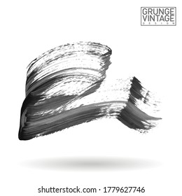 Grey brush stroke and texture. Grunge vector abstract hand - painted element. Underline and border design.