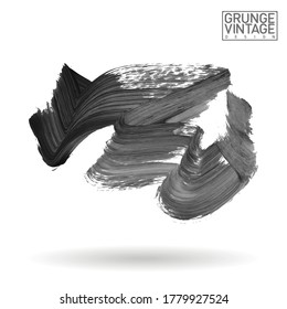 Grey brush stroke and texture. Grunge vector abstract hand - painted element. Underline and border design.