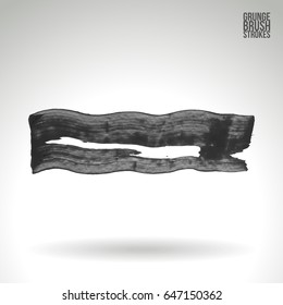 Grey brush stroke and texture. Grunge vector abstract hand - painted element. Underline and border design.