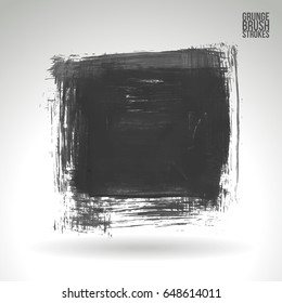 Grey brush stroke and texture. Grunge vector abstract hand - painted element. Underline and border design.