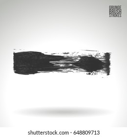 Grey brush stroke and texture. Grunge vector abstract hand - painted element. Underline and border design.