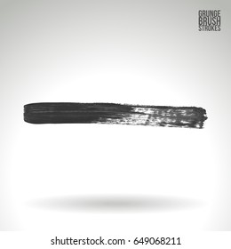 Grey brush stroke and texture. Grunge vector abstract hand - painted element. Underline and border design.