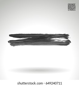 Grey brush stroke and texture. Grunge vector abstract hand - painted element. Underline and border design.