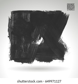 Grey brush stroke and texture. Grunge vector abstract hand - painted element. Underline and border design.