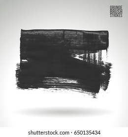Grey brush stroke and texture. Grunge vector abstract hand - painted element. Underline and border design.