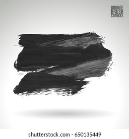 Grey brush stroke and texture. Grunge vector abstract hand - painted element. Underline and border design.