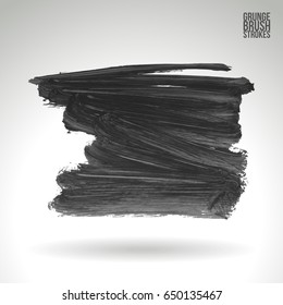 Grey brush stroke and texture. Grunge vector abstract hand - painted element. Underline and border design.