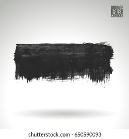Grey brush stroke and texture. Grunge vector abstract hand - painted element. Underline and border design.