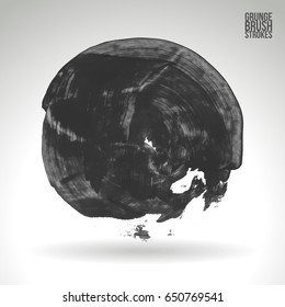 Grey brush stroke and texture. Grunge vector abstract hand - painted element. Underline and border design.