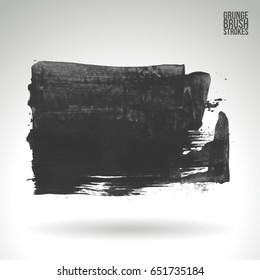 Grey brush stroke and texture. Grunge vector abstract hand - painted element. Underline and border design.