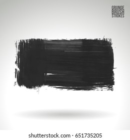 Grey brush stroke and texture. Grunge vector abstract hand - painted element. Underline and border design.