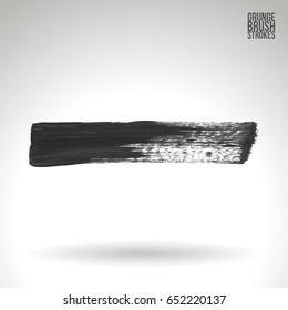 Grey brush stroke and texture. Grunge vector abstract hand - painted element. Underline and border design.