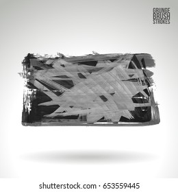 Grey brush stroke and texture. Grunge vector abstract hand - painted element. Underline and border design.